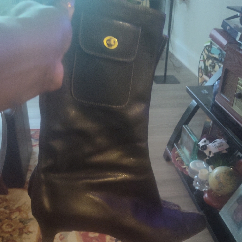 Black Leather Heeled Boots